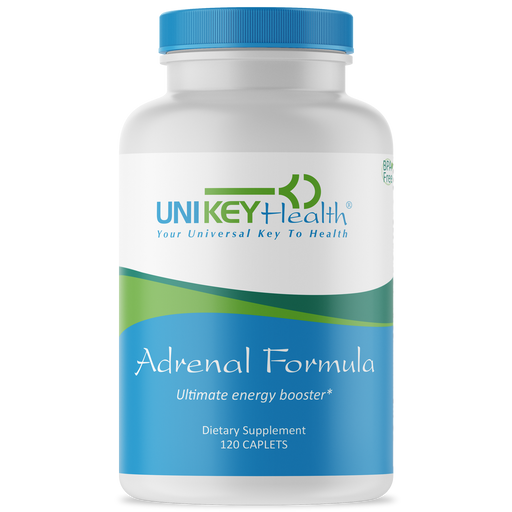 The front bottle of Adrenal Formula, an ultimate energy booster and natural dietary supplement for adrenal fatigue.