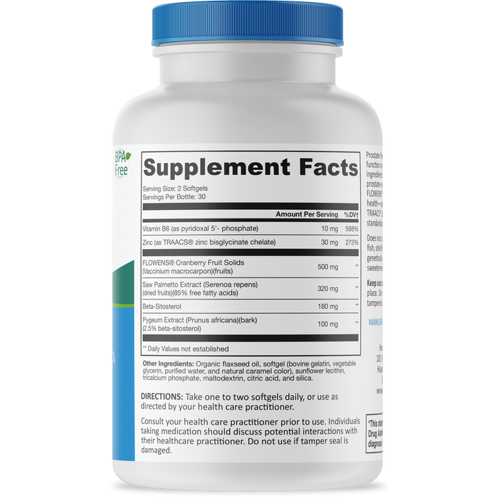The supplement facts, other ingredients, and directions for UNI KEY Health's Prostate Formula.