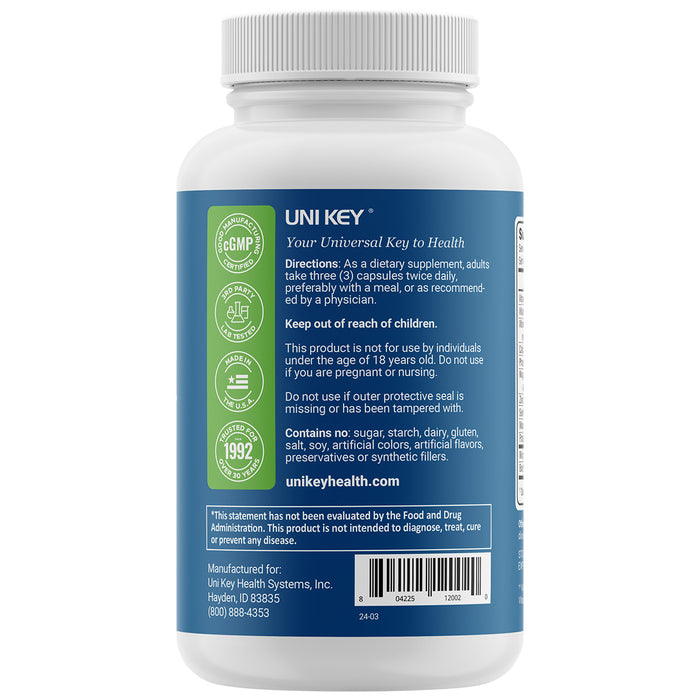 Directions for UNI KEY Health's Osteo-Key, a bone support supplement.