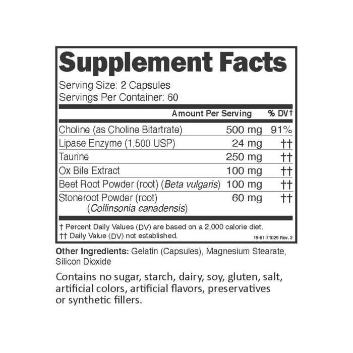 Bile Builder - Nutritional Supplement - Supplement Facts Label