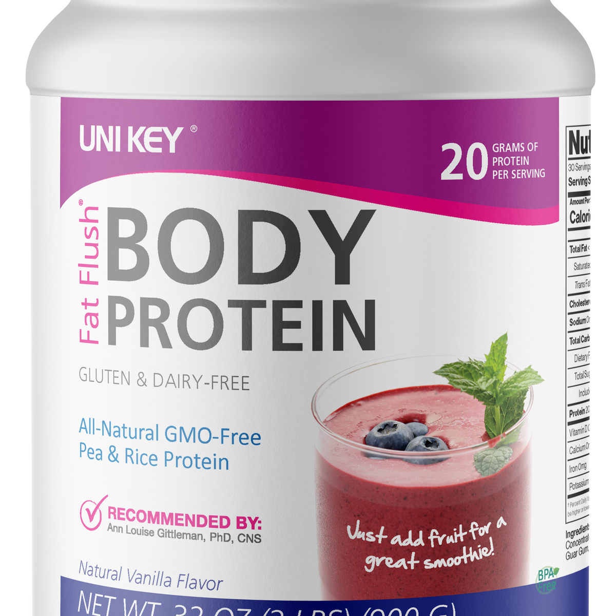 Pea and Rice Protein Powder | Fat Flush Body Protein — UNI KEY Health