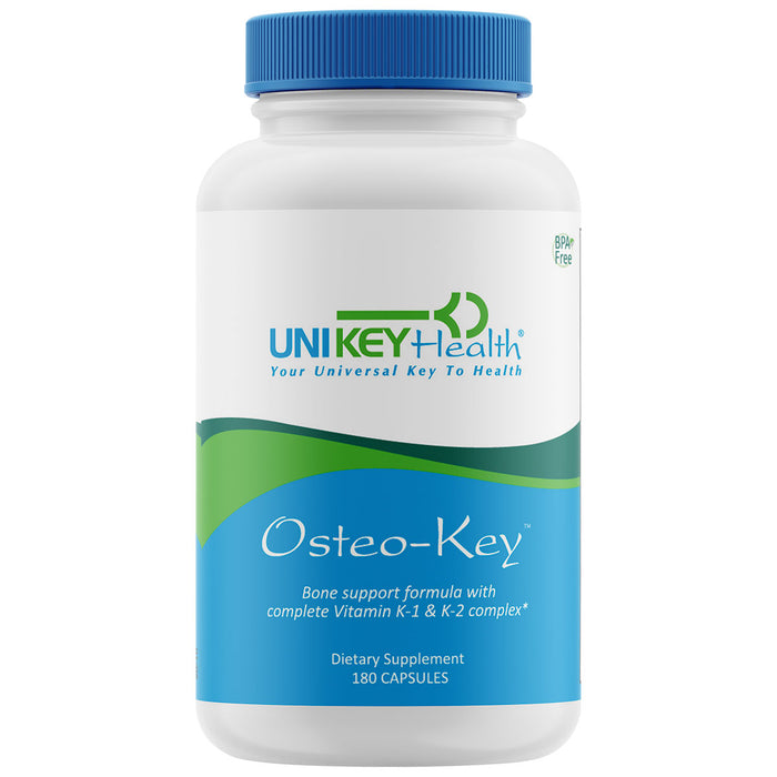 Supplement facts for UNI KEY Health's Osteo-Key, a bone support supplement.