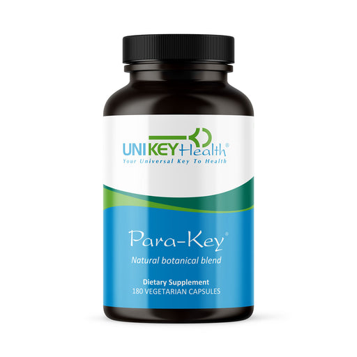 The front of a bottle of Para-Key, a natural botanical blend dietary supplement that contains 180 vegetarian capsules.