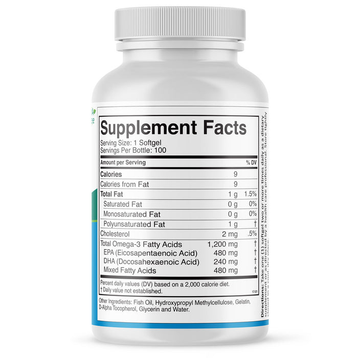 The back of a bottle of Super-EPA which has the supplement facts.