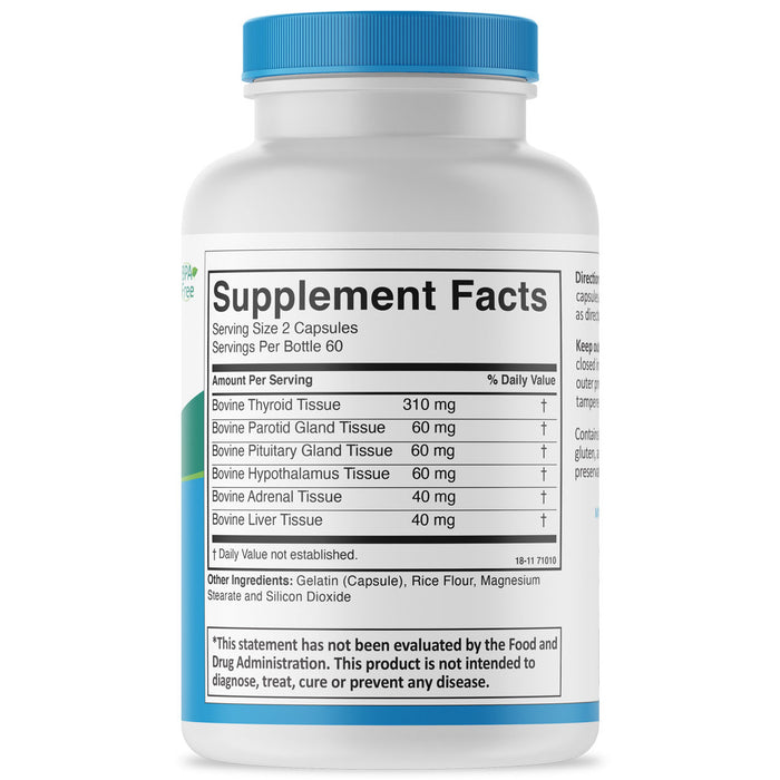 UNI KEY Health's Thyro-Key supplement facts, serving size, servings per bottle, and other ingredients.