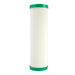 An ultra-ceramic water filter replacement with metalgon that has a dark green top and bottom.