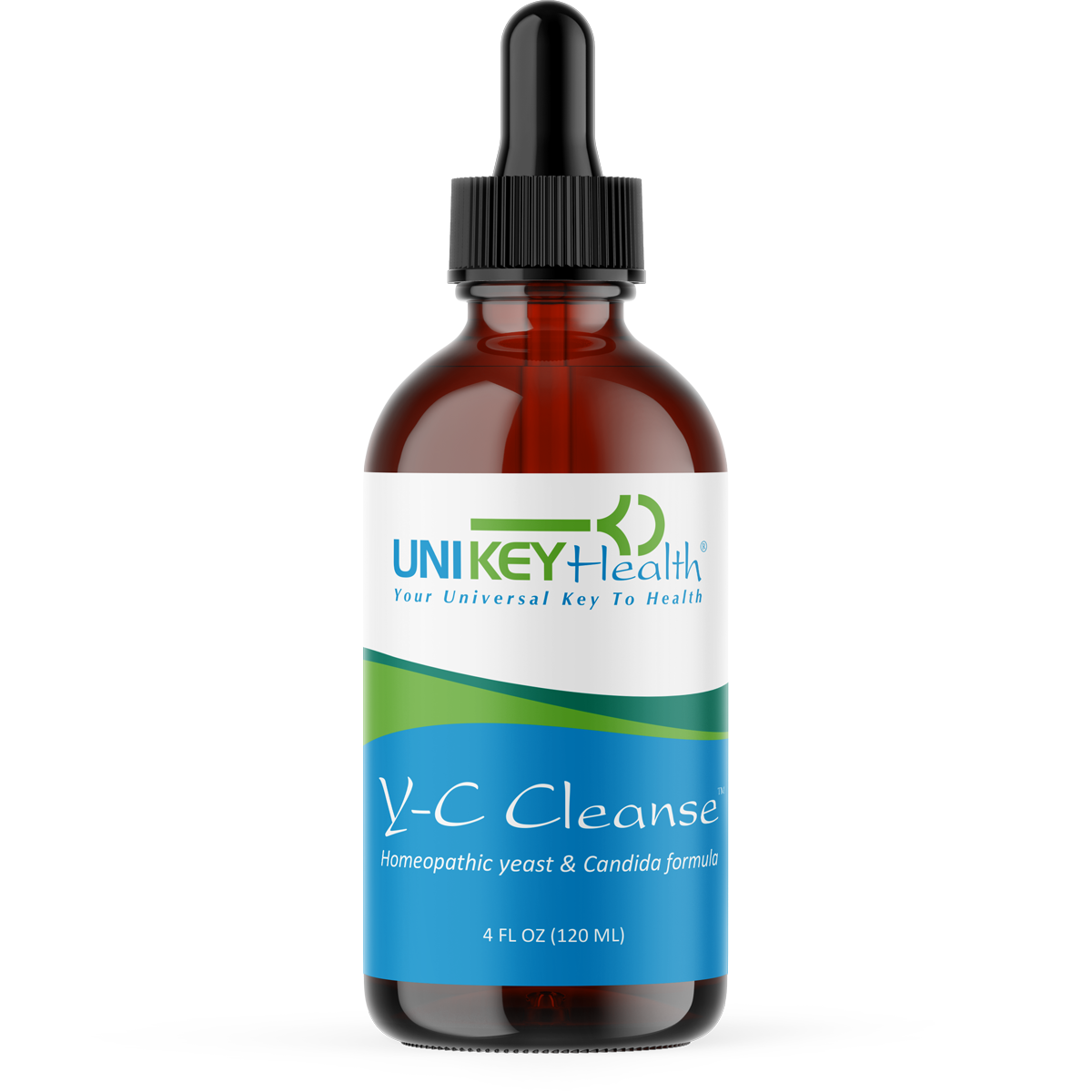 A 5 fl. oz. bottle of UNI KEY Health's Y-C Cleanse, a natural homeopathic yeast and candida formula cleanse.